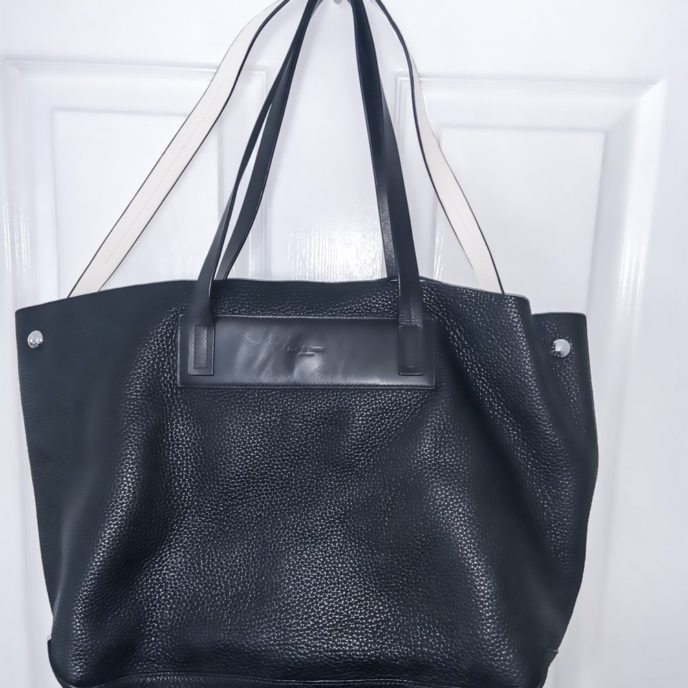 Rag & Bone Black & White Leather Tote Bag